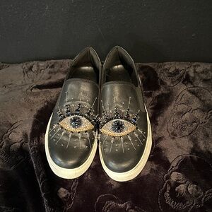 Kurt Geiger London Laney Eye Black Slip-On Shoes size 8